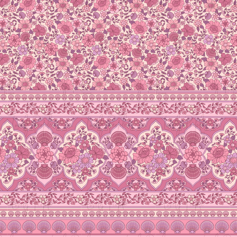 Seashell Floral Border