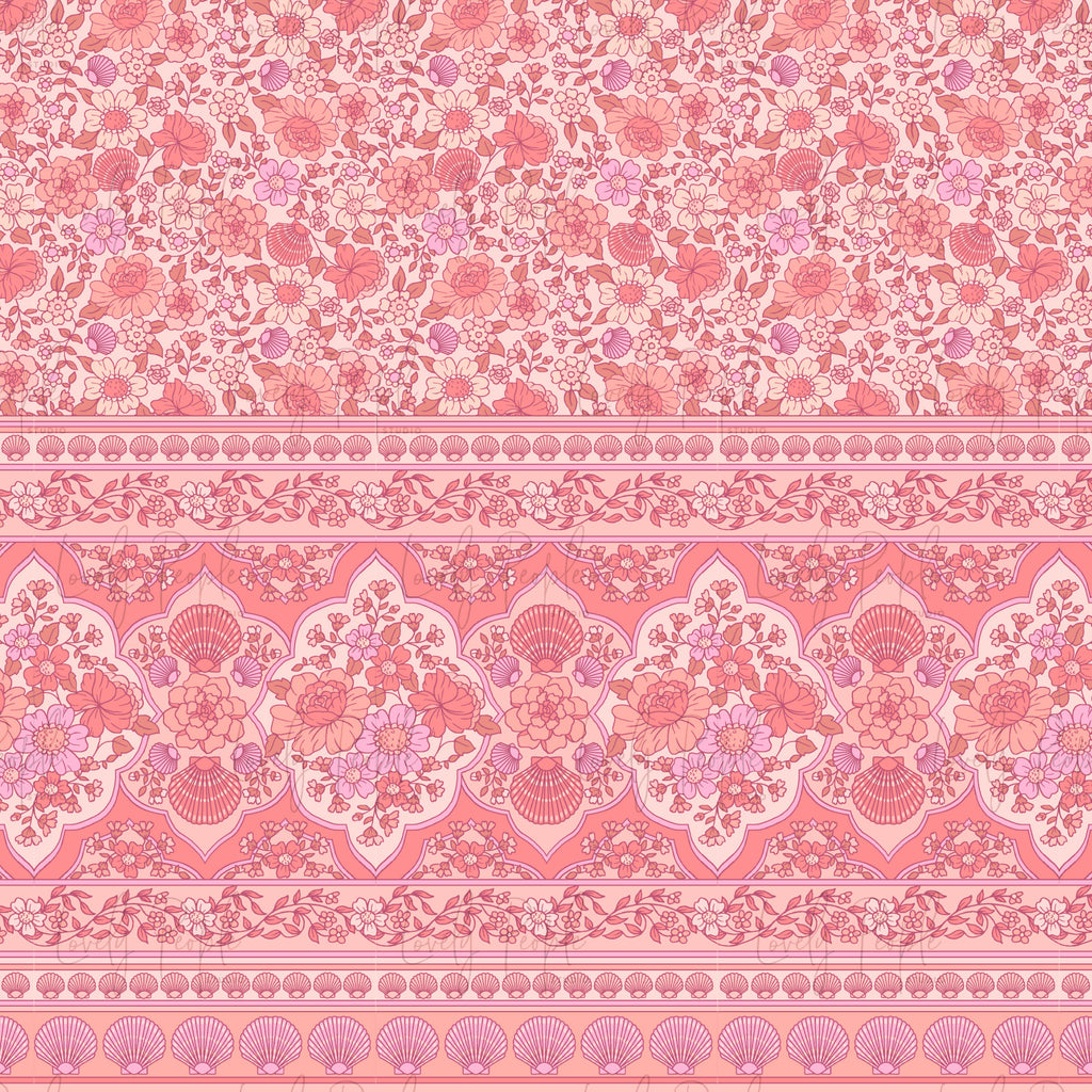 Seashell Floral Border