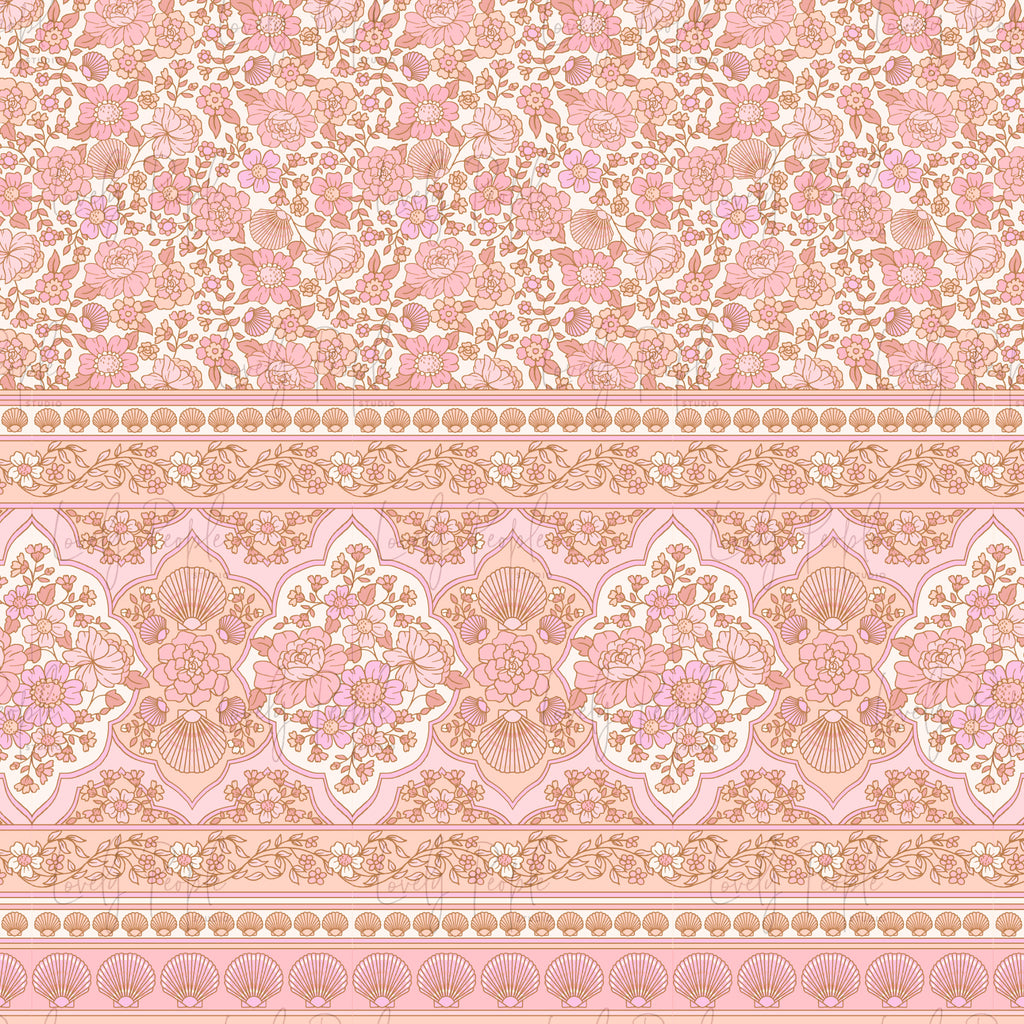 Seashell Floral Border