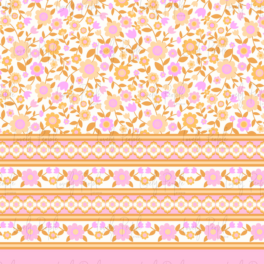 Retro 60's Border Floral