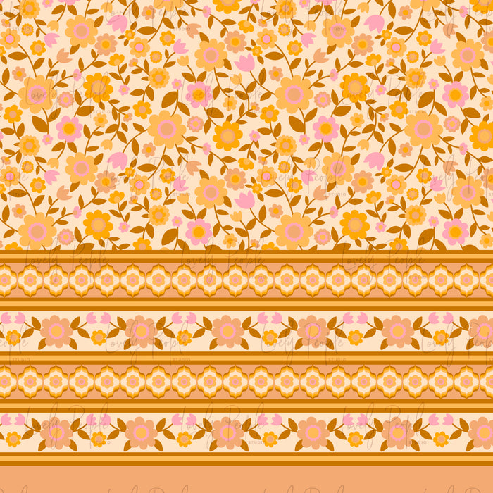 Retro 60's Border Floral