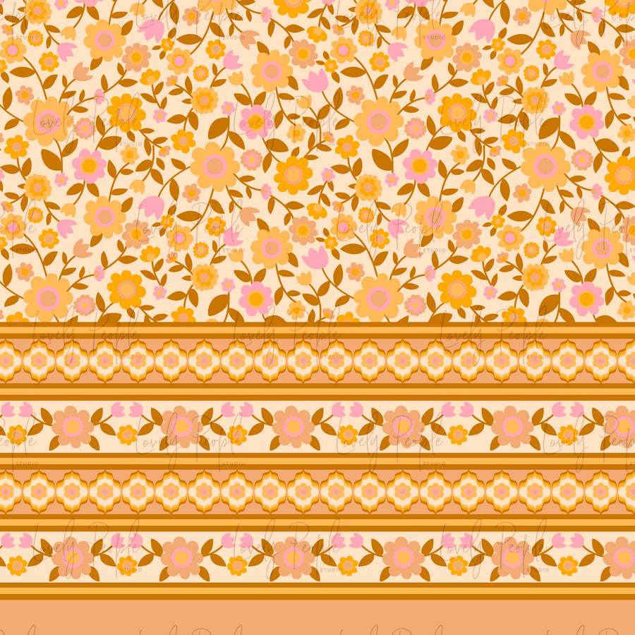 Retro 60's Border Floral