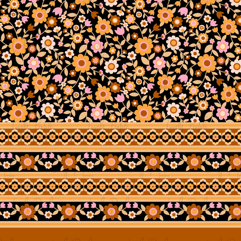 Retro 60's Border Floral