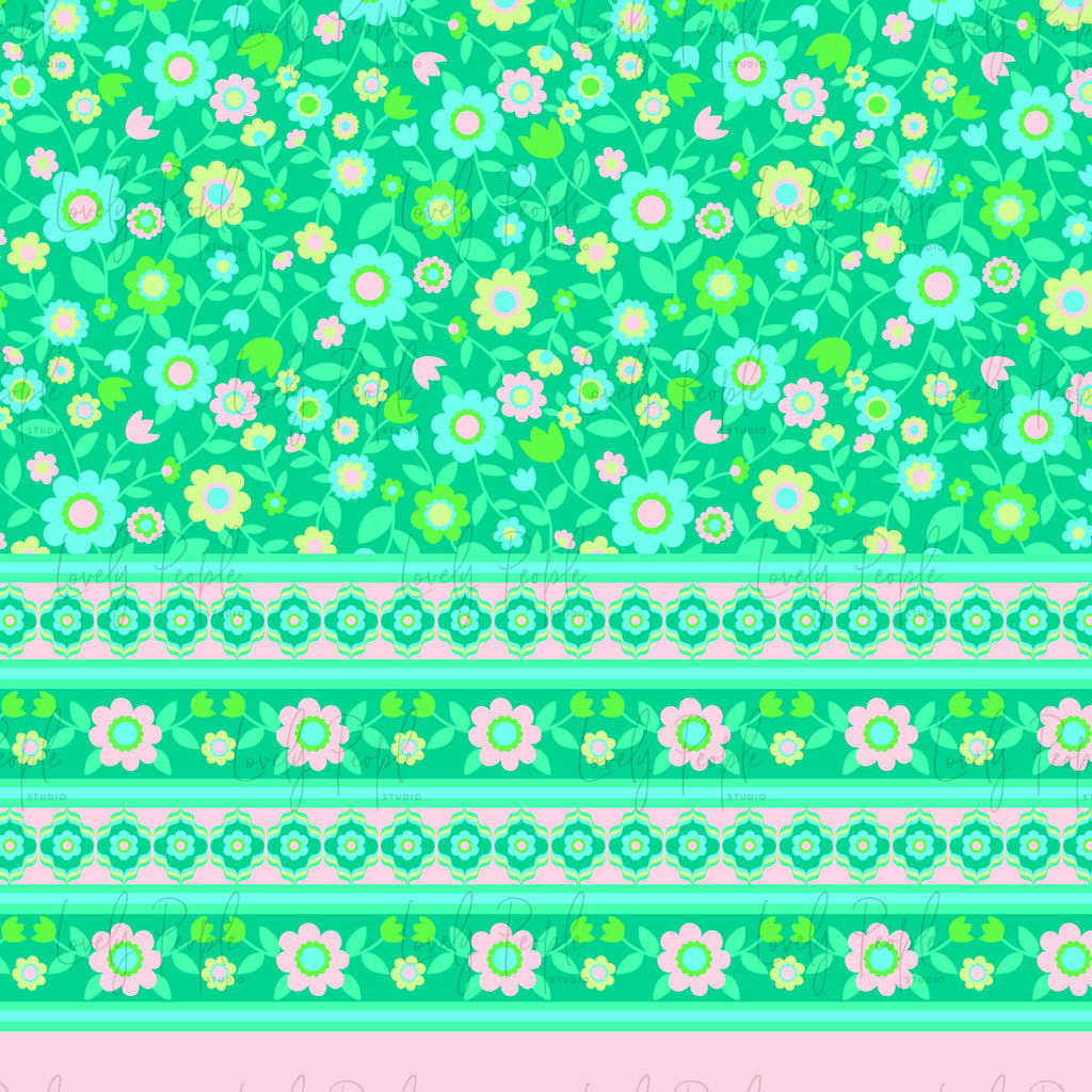 Retro 60's Border Floral
