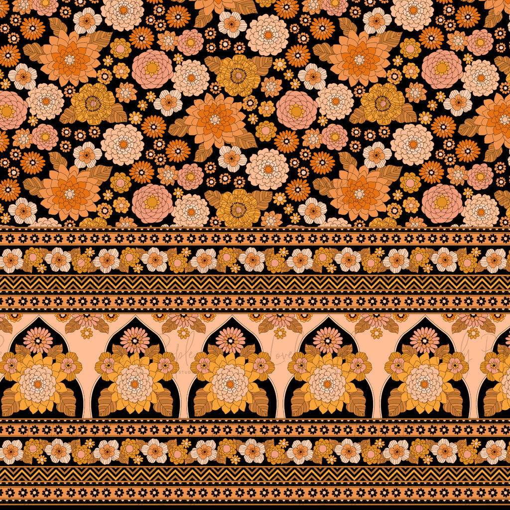 Retro Floral Arch Border
