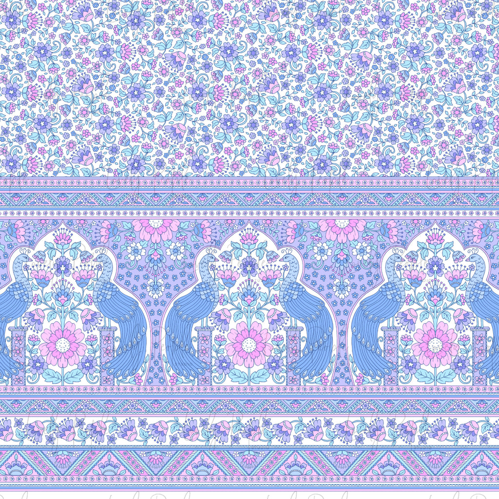 Boho Peacock Floral Border