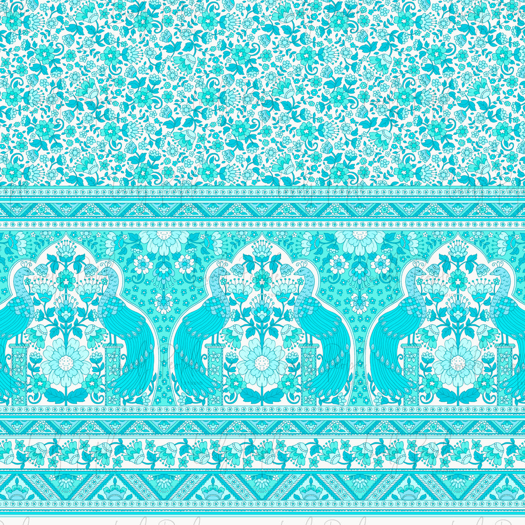 Boho Peacock Floral Border