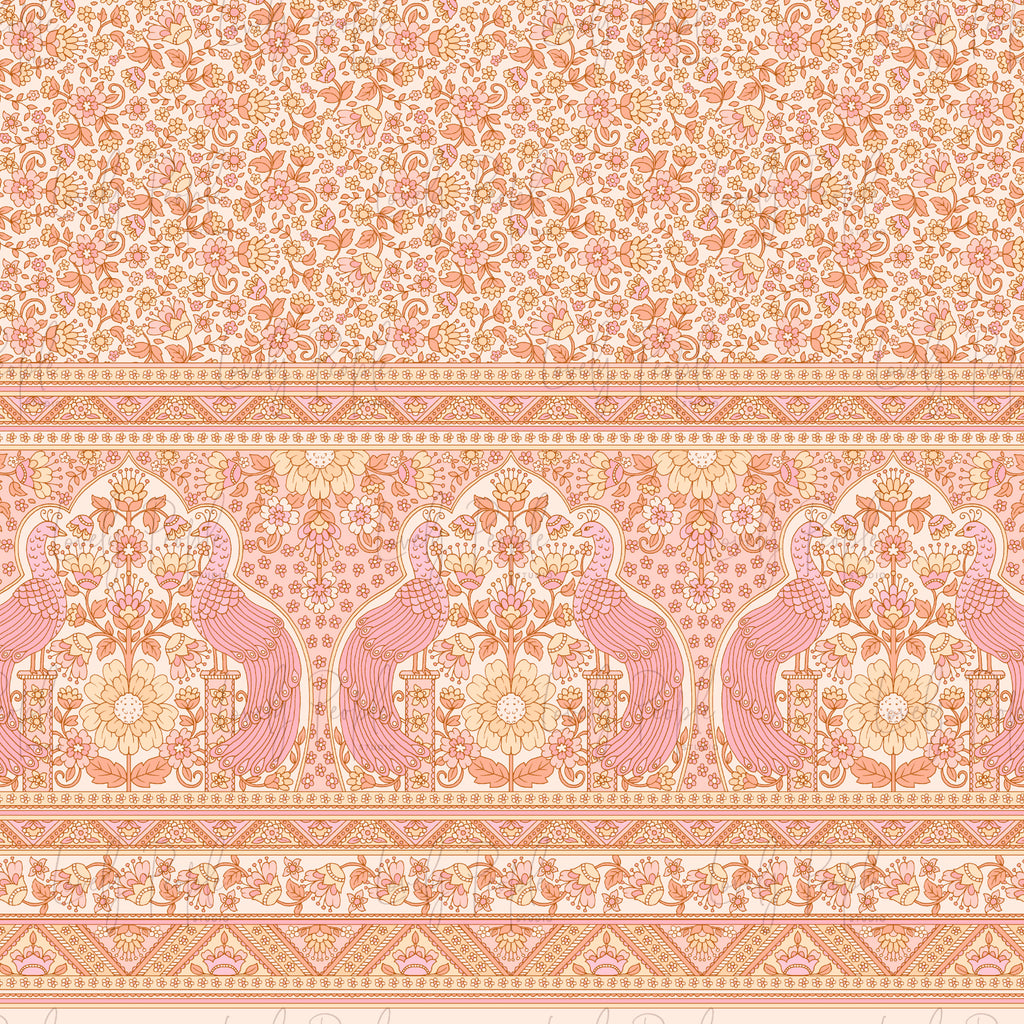 Boho Peacock Floral Border