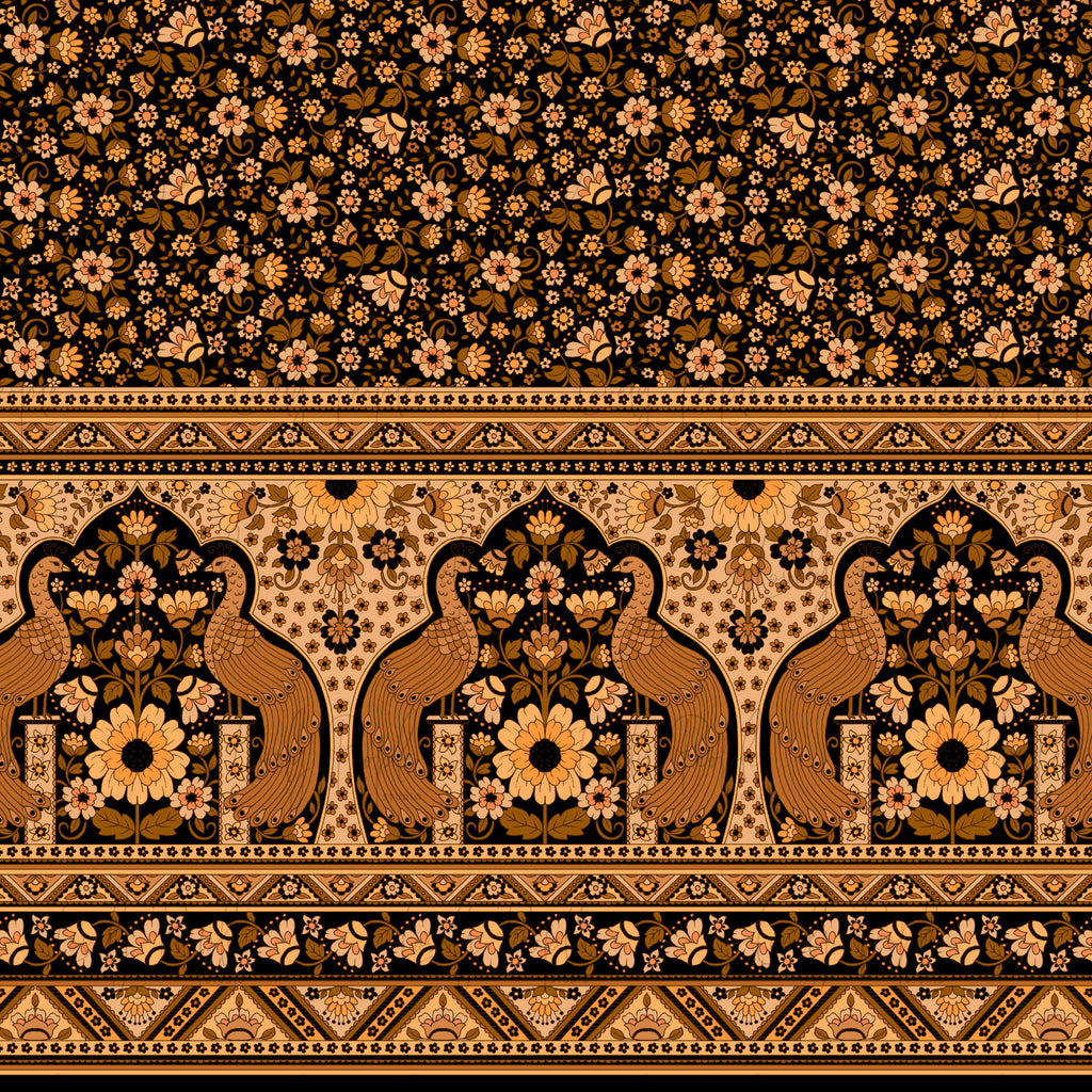 Boho Peacock Floral Border