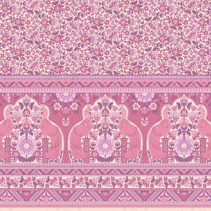 Boho Peacock Floral Border