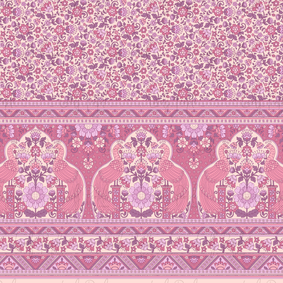 Boho Peacock Floral Border