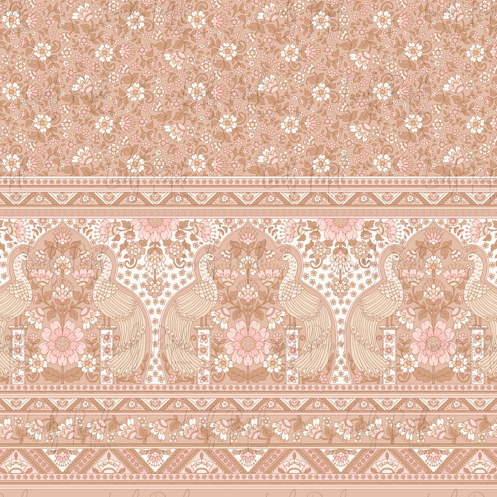 Boho Peacock Floral Border