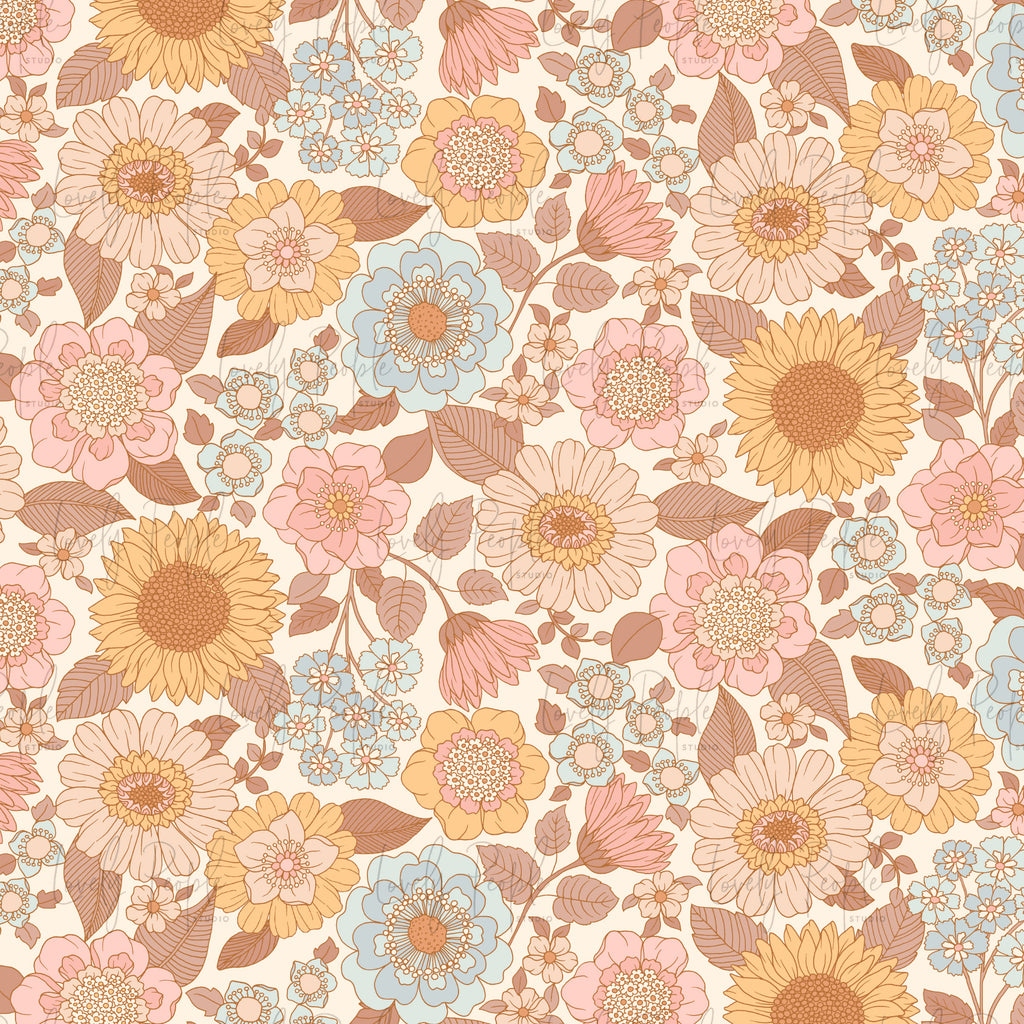 Sunflower Retro Floral