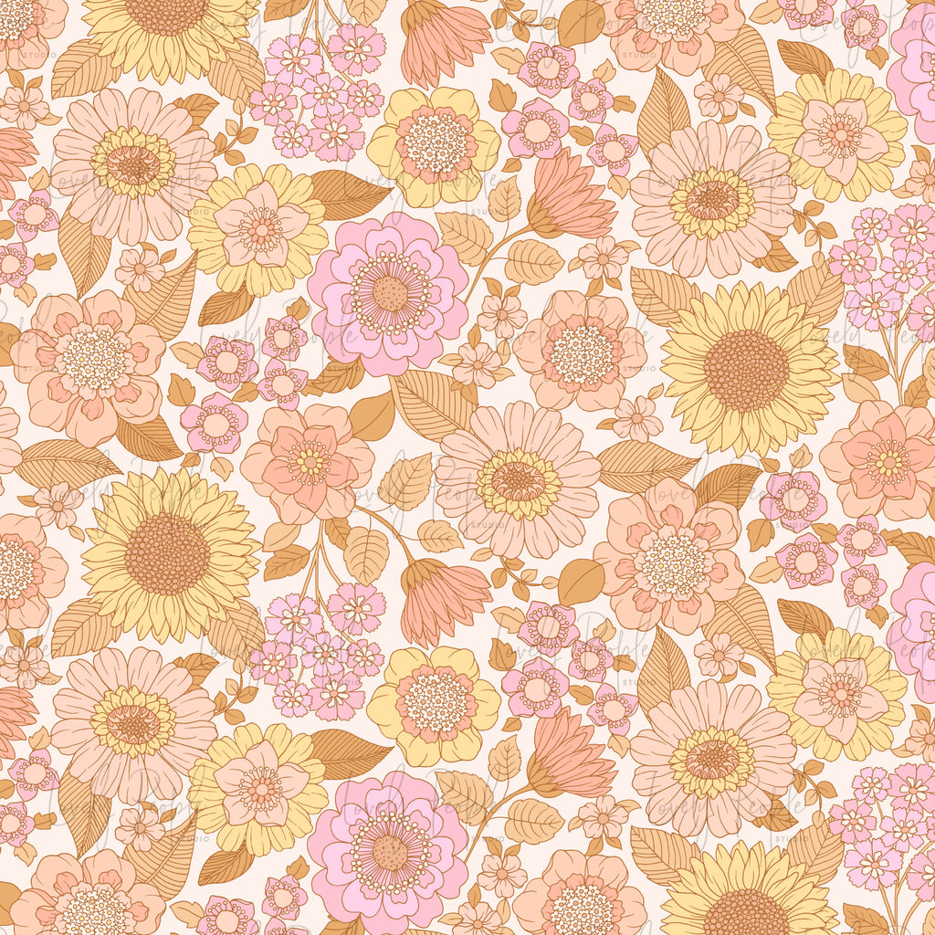 Sunflower Retro Floral