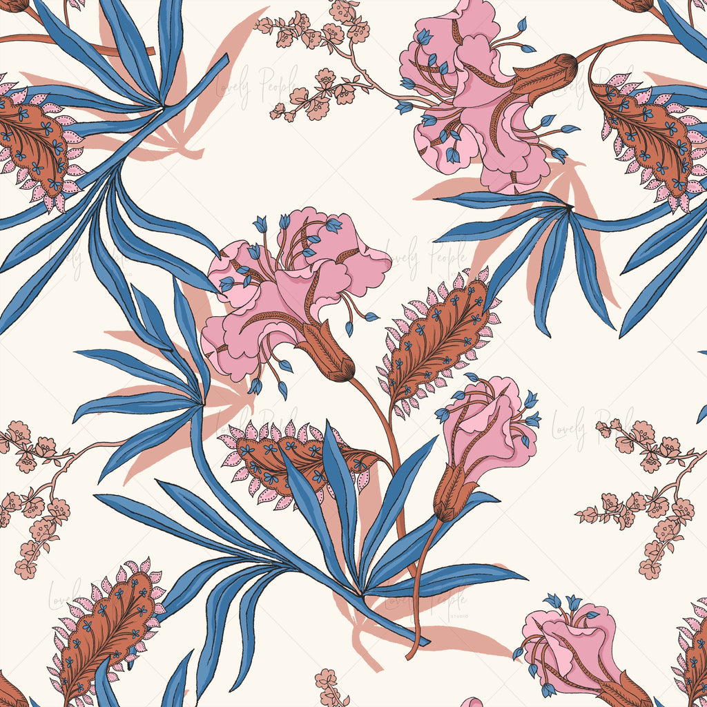 Botanical floral textile design LPS109 cream