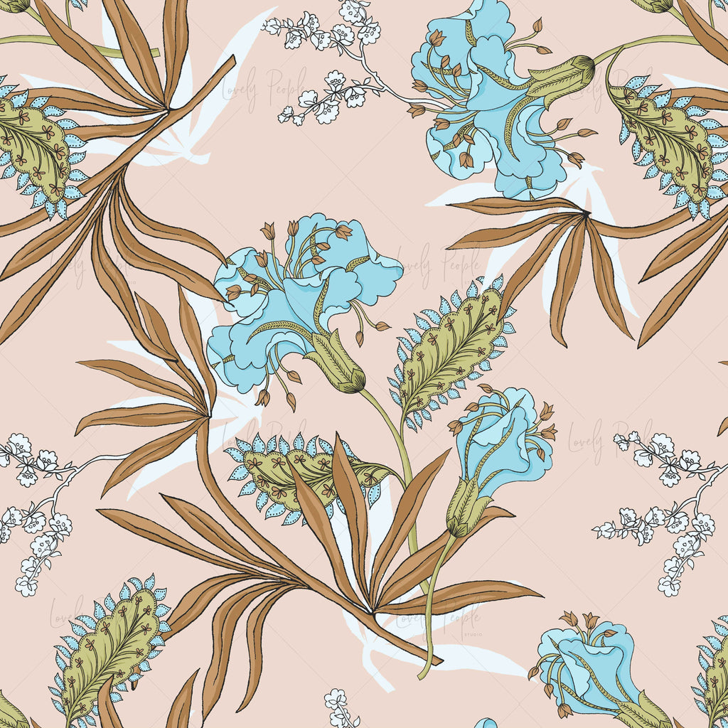 Vintage wallpaper print for fabric LPS109 beige