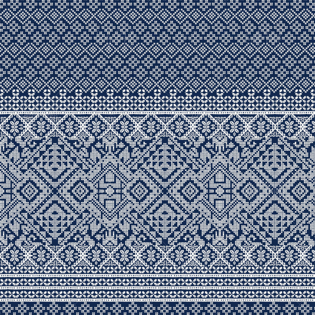 Cross stitch textile design for fashion LPS118 indigo