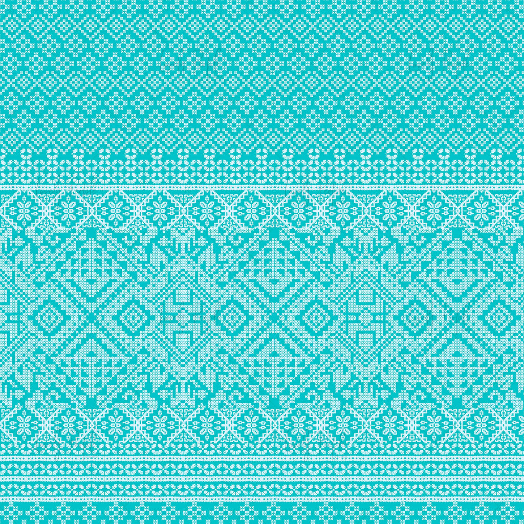 Bohemian border textile design LPS118 aqua