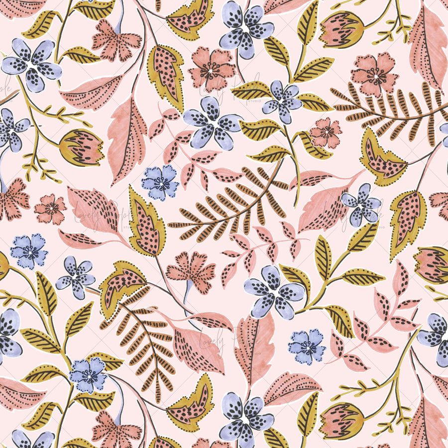 childrenswear floral surface pattern for fabric printing LPS144 pink