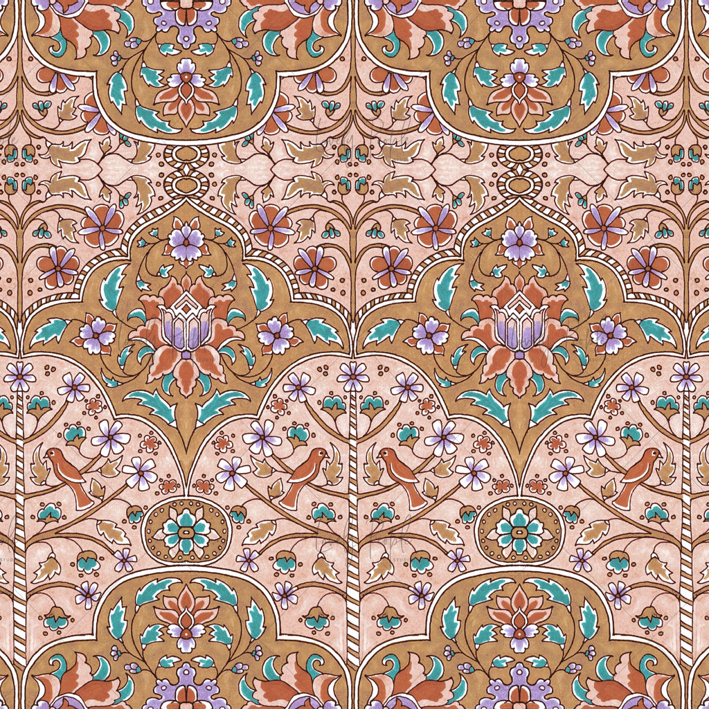 Birdy trees floral pattern license LPS145 dark khaki
