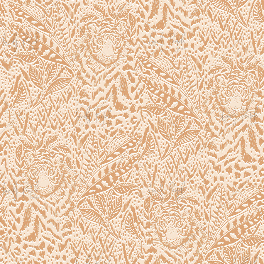Tiger leaves jungle textile print for clothing LPS146 mustard