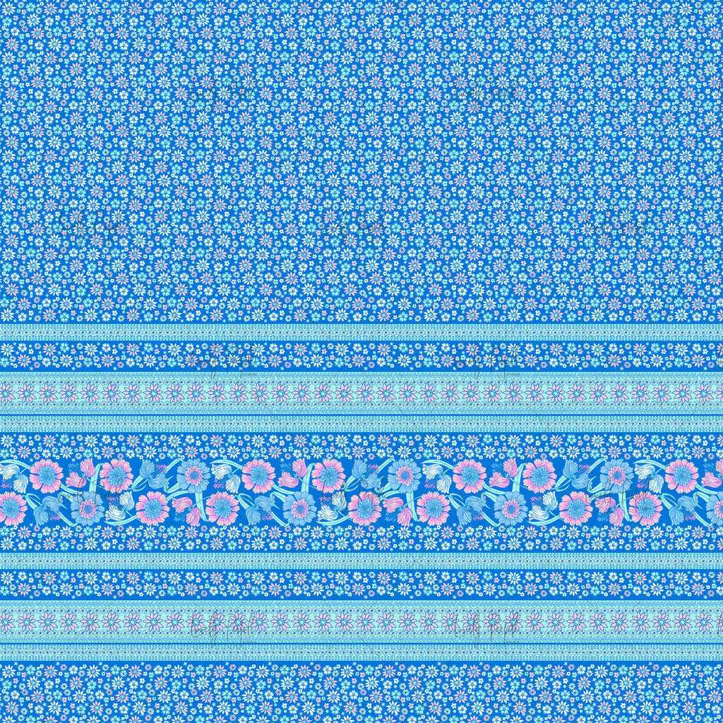 LPS152 gypsy tiny floral border art license for fabric printing