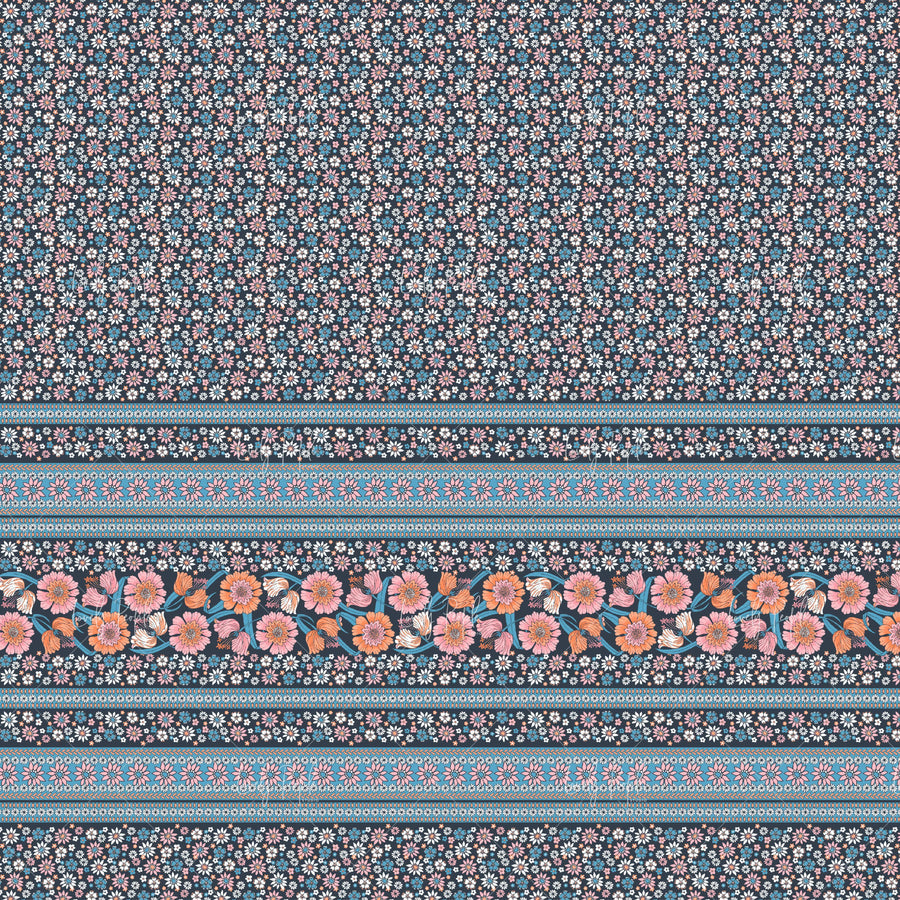 LPS152 bohemian floral border surface pattern design for screen printing