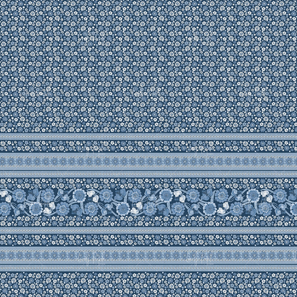 LPS152 navy gypsy floral textile print pattern license for clothing
