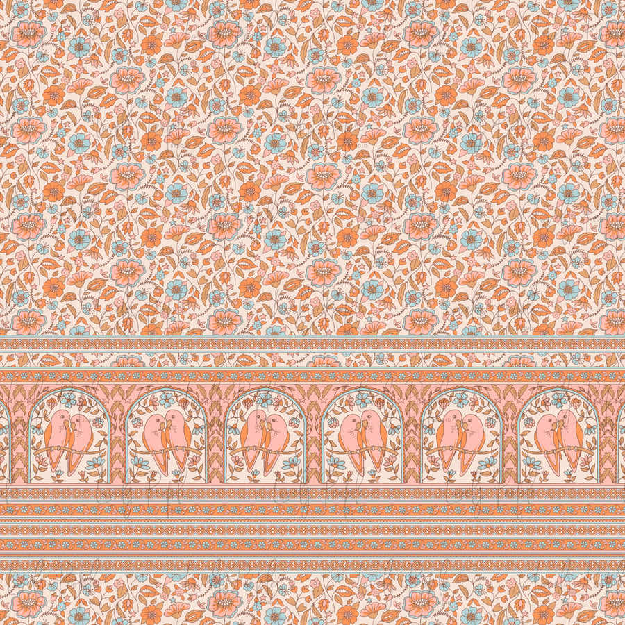 Baby birds surface pattern design for fashion labels, pink