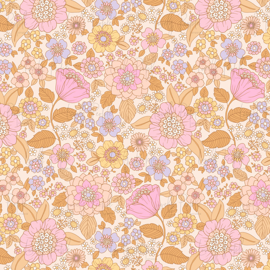 Vintage 70's Floral- No Border
