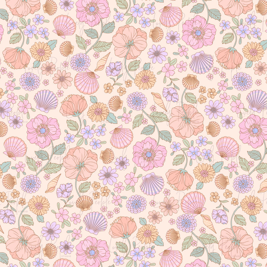 Seashells Floral Border- no border
