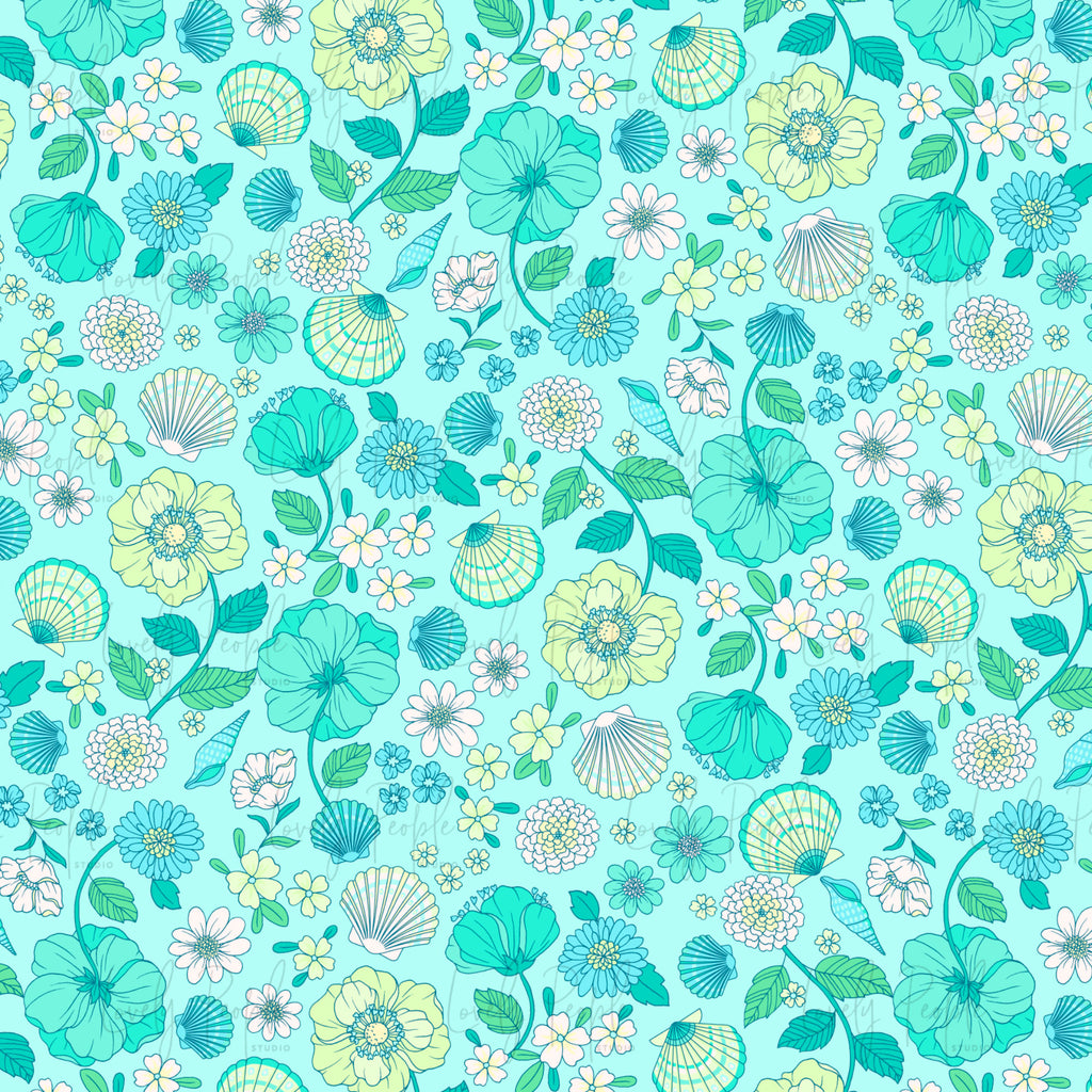 Seashells Floral Border- no border