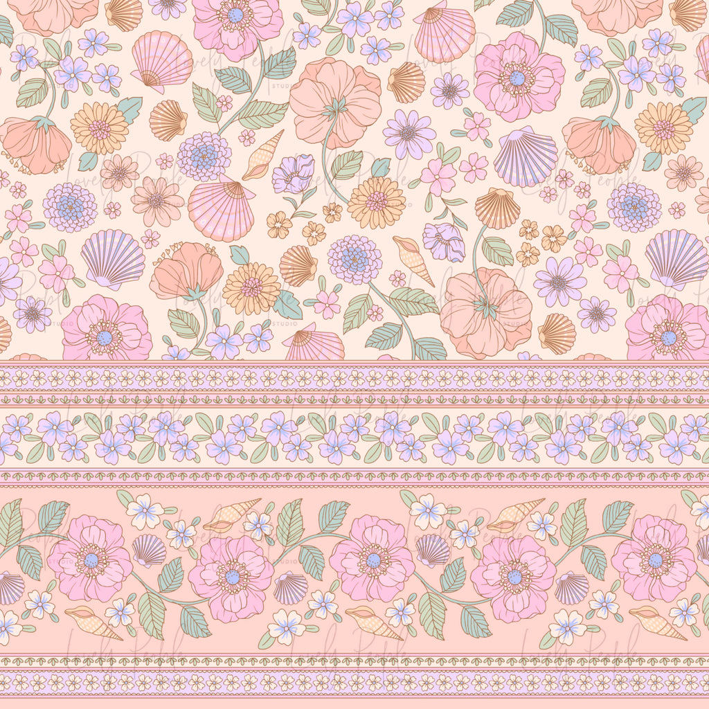 Seashells Floral Border