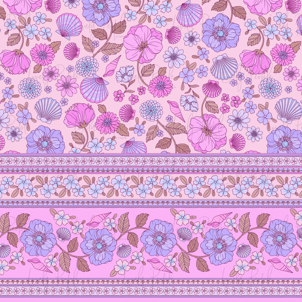 Seashells Floral Border