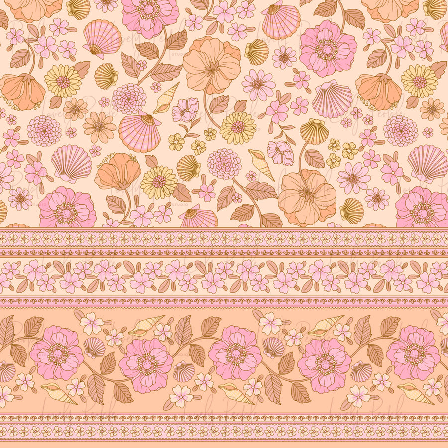 Seashells Floral Border