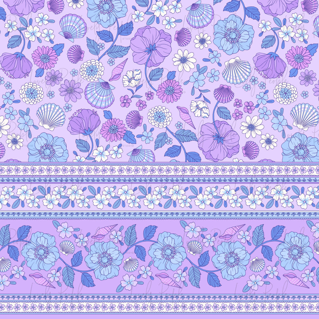 Seashells Floral Border