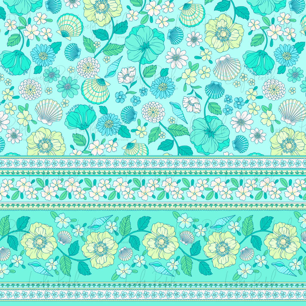 Seashells Floral Border
