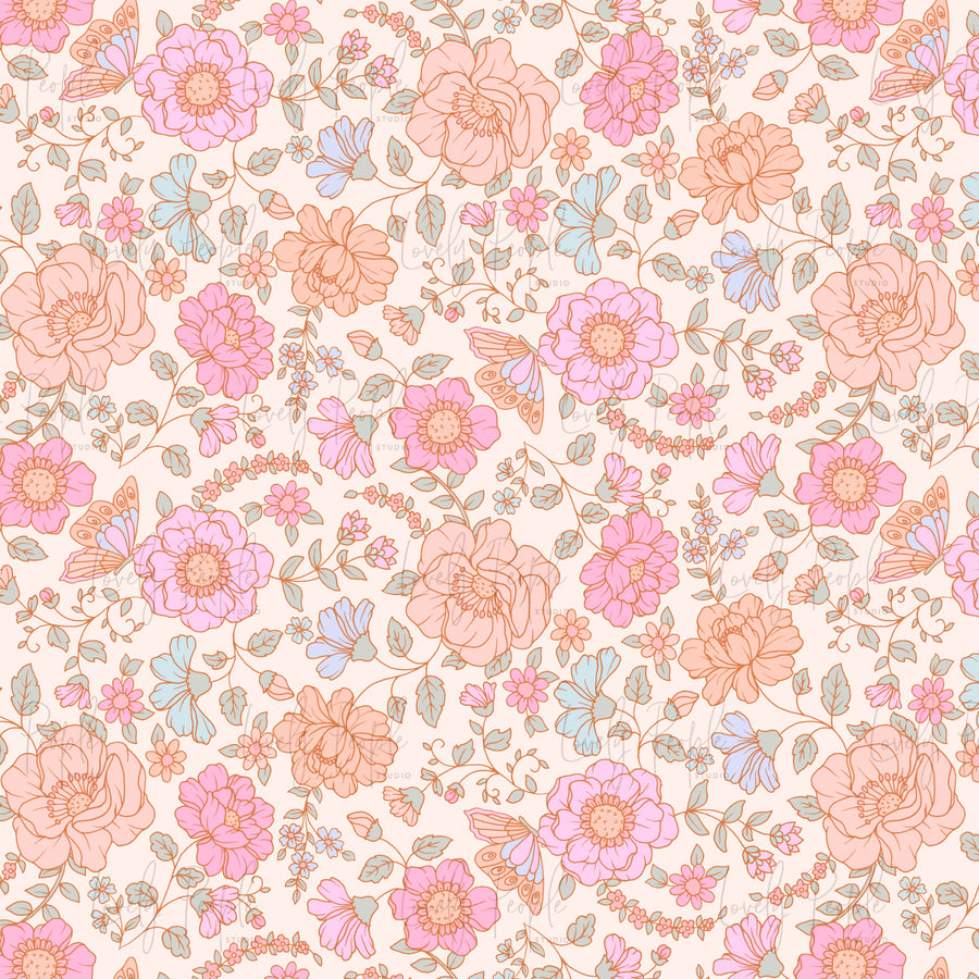 Butterfly Vintage Floral