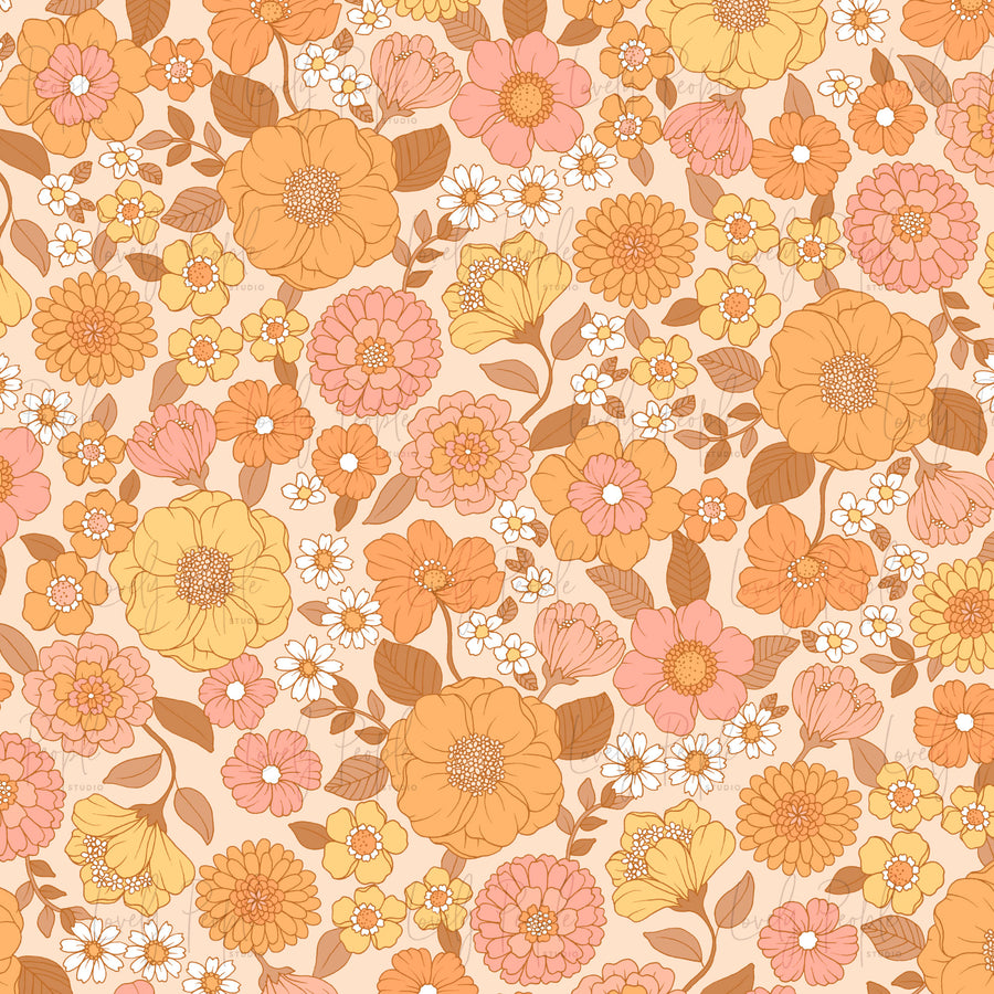 Retro 70's Poppy Floral