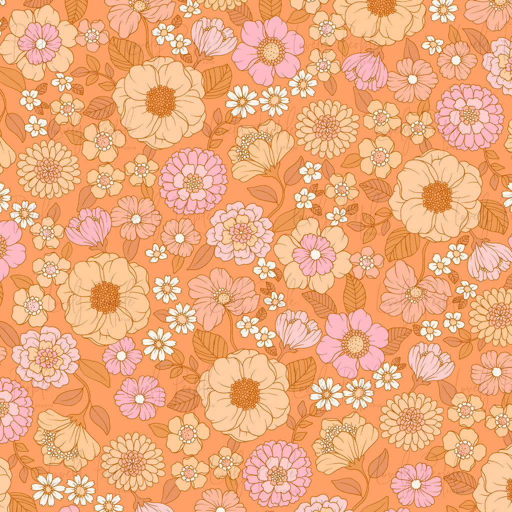 Retro 70's Poppy Floral