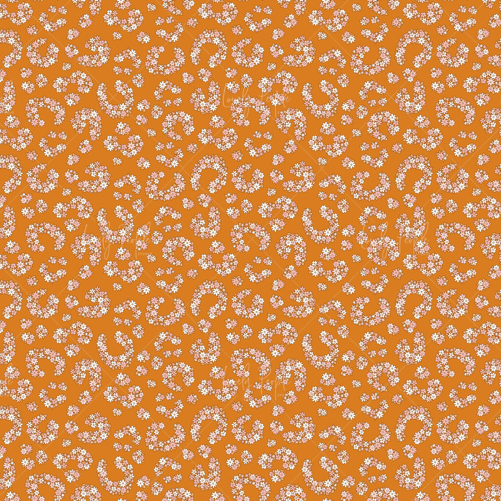 floral animal textile design for fabric in mustard