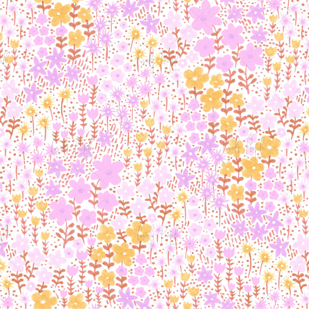 tiny floral art license seamless pattern in lilac
