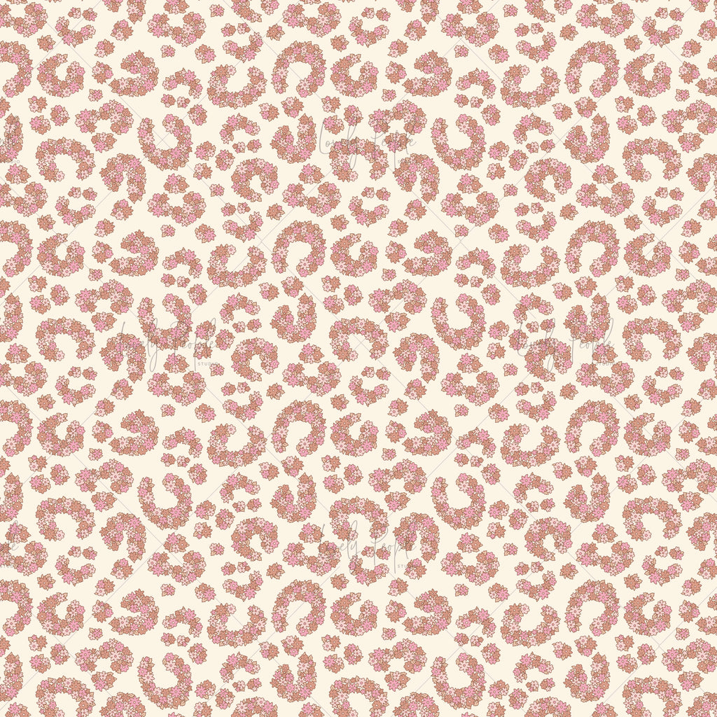 Floral leopard print for fabric in pink